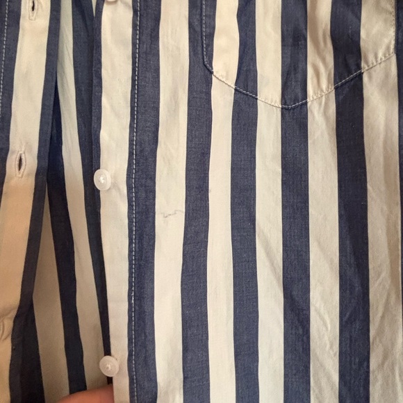 Madewell blue/beige button up. Size M. GUC. - Picture 4 of 7